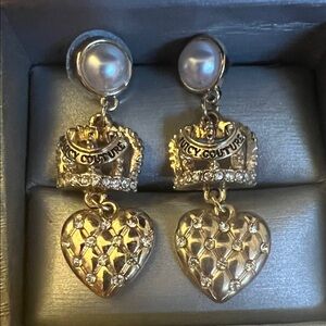Juicy Couture Gold Crown and Heart Earrings